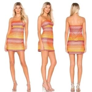 Show Me Your Mumu Womens Clarissa Mini Dress in Fiesta Stripe Sunset Size Small